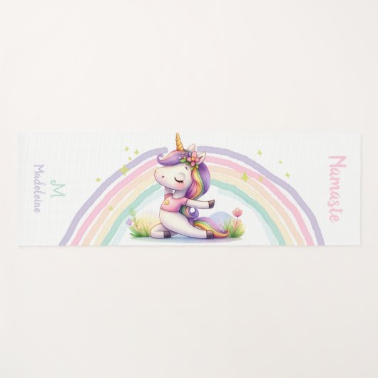 ユニコーンラバーズナマステヨガおもしろいかわいい名前モノグラム ヨガマット (正面(横))