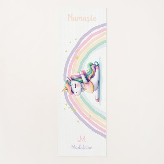 ユニコーンラバーズナマステヨガおもしろいピンクネームモノグラム ヨガマット (正面)