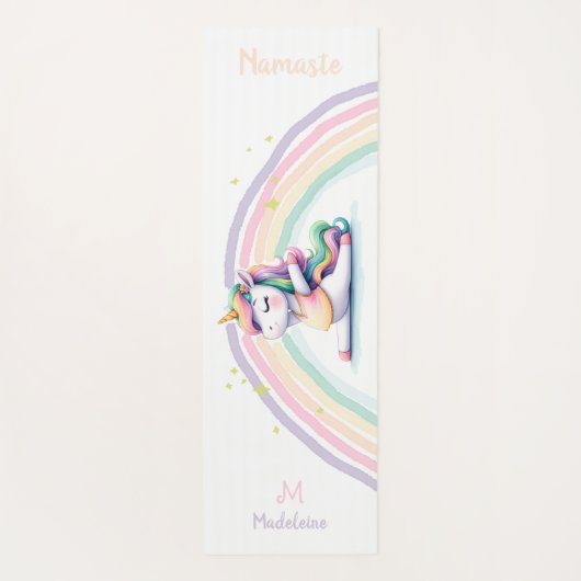 ユニコーンラバーズナマステヨガおもしろいピンクネームモノグラム ヨガマット (裏面)