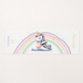 ユニコーンラバーズナマステヨガおもしろいピンクネームモノグラム ヨガマット (正面(横))