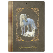 ユニコーンラバーフォール青銅メタルレザーブック クリップボード (裏面)