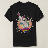 ユニコーンラブハートレインボーバレンタインデーかわいいギ Tシャツ (デザイン正面)