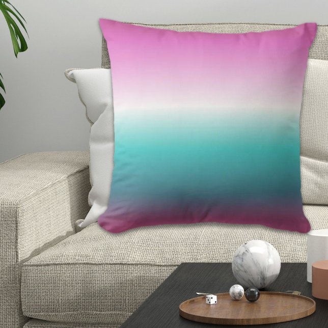 ユニコーンラベンダーティール（緑がかった色）グラデーションターコイズ アウトドアクッション (unicorn lavender teal ombre turquoise mermaid outdoor pillow)