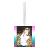 ユニコーンラベンダーティール（緑がかった色）グラデーションターコイズ キューブオーナメント (右)