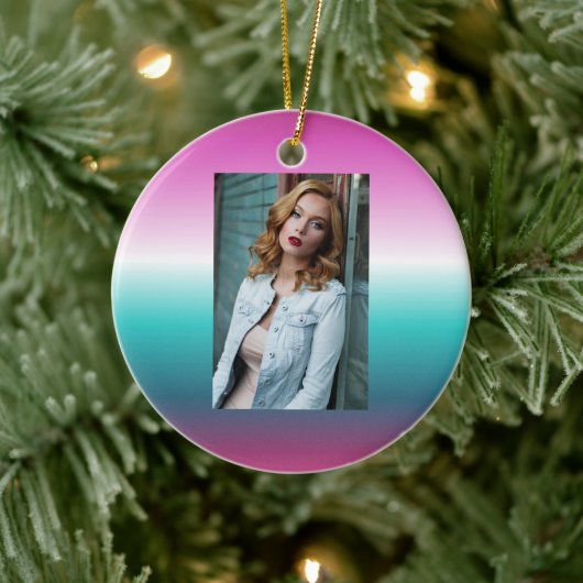 ユニコーンラベンダーティール（緑がかった色）グラデーションターコイズ セラミックオーナメント (ツリー)