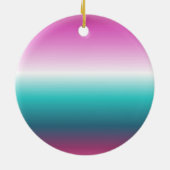 ユニコーンラベンダーティール(緑がかった色)グラデーションターコイズ セラミックオーナメント (裏面)