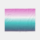 ユニコーンラベンダーティール(緑がかった色)グラデーションターコイズ フリースブランケット (正面(横))