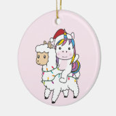 ユニコーンラマ雪の冬の動物の大人 セラミックオーナメント (左)