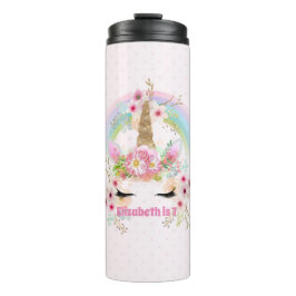 ユニコーンルームデコールピンク金ゴールド虹の花の名前 タンブラー