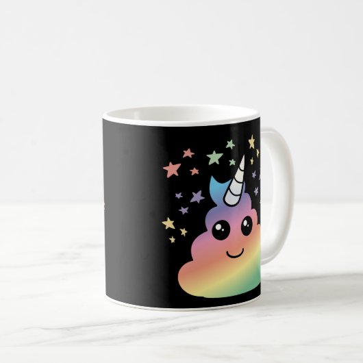 ユニコーンレインボーウンチ絵文字かわいい コーヒーマグカップ (正面右)