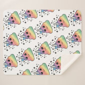 ユニコーンレインボーウンチ絵文字かわいい シェルパブランケット (正面(横))