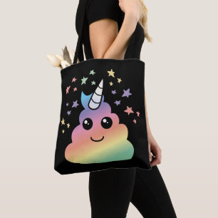 ユニコーンレインボーウンチ絵文字かわいい トートバッグ