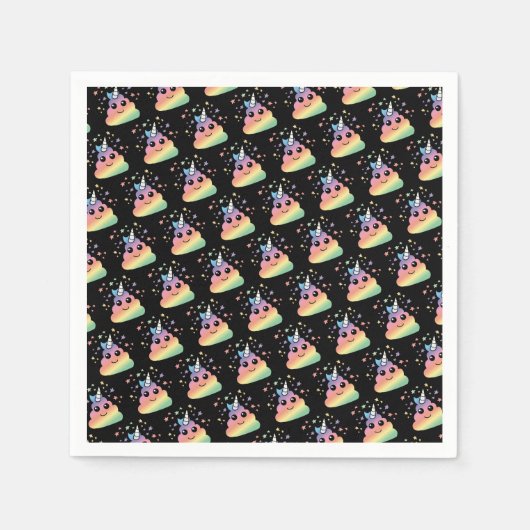 ユニコーンレインボーウンチ絵文字 スタンダードカクテルナプキン (正面)