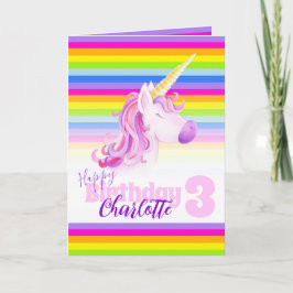 ユニコーンレインボーカラフル第3誕生日カード カード