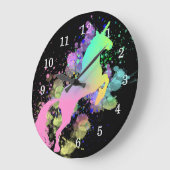 ユニコーンレインボーカラースプラッシュファンタジー ラージ壁時計 (傾斜)