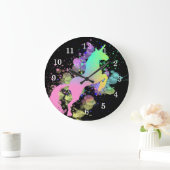 ユニコーンレインボーカラースプラッシュファンタジー ラージ壁時計 (ホーム)