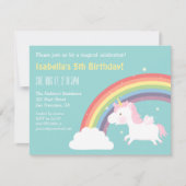 ユニコーンレインボーガールズバースデーパーティー招待状 招待状 (正面)
