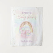 ユニコーンレインボーガールベビーシャワー背景タペストリー タペストリー (正面)