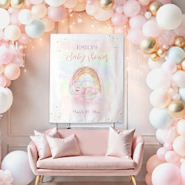 ユニコーンレインボーガールベビーシャワー背景タペストリー タペストリー