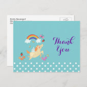 ユニコーンレインボークラウドアンドフラワーズ感謝してい誕生日 ポストカード (正面/裏面)
