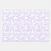 ユニコーンレインボークラウドスターガーリーズバースデーパーティー ラッピングペーパーシート (正面)