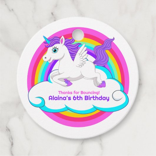 ユニコーンレインボークラウドスターズバウンスハウスギフト フェイバータグ (正面)