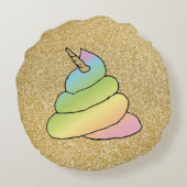 ユニコーンレインボークラップ絵文字ウンチ絵文字と顔 ラウンドクッション (裏面)
