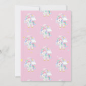 ユニコーンレインボースターズハートバルーン誕生日 招待状 (裏面)