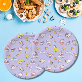 ユニコーンレインボースターライトパープルをテーマ ペーパープレート