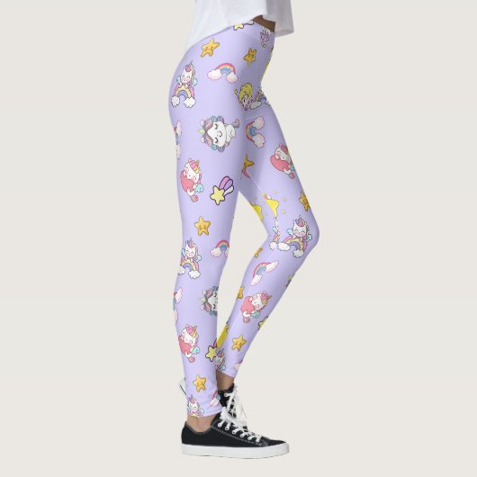 ユニコーンレインボースターライトパープルをテーマ レギンス (右)
