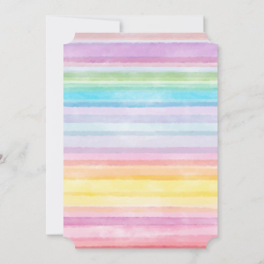 ユニコーンレインボーストライプズ赤ちゃんシャワー 招待状 (裏面)