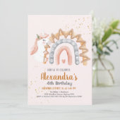 ユニコーンレインボースパークルズ金ゴールド誕生日 招待状 (スタンド正面)