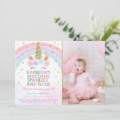 ユニコーンレインボースパークルズ金ゴールド 招待状 (スタンド正面)