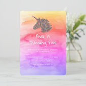 ユニコーンレインボースプリンクル誕生日招待状 招待状 (スタンド正面)