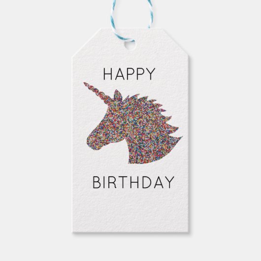 ユニコーンレインボースプリンクル誕生日 ギフトタグ (正面)