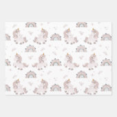 ユニコーンレインボーズボホトレンディーピンクグレーブルー ラッピングペーパーシート (正面2)