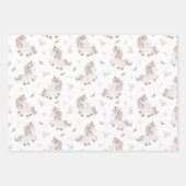 ユニコーンレインボーズボホトレンディーピンクグレーブルー ラッピングペーパーシート (正面)