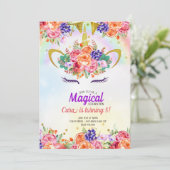 ユニコーンレインボートロピカル誕生日 招待状 (スタンド正面)