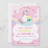 ユニコーンレインボーハートスターズ誕生日 招待状 (正面)