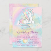 ユニコーンレインボーバースデーパーティ招待状 招待状 (正面/裏面)