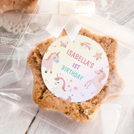 ユニコーンレインボーパステルファースト誕生日 ラウンドシール