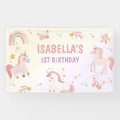 ユニコーンレインボーパステルファースト誕生日 横断幕 (横)