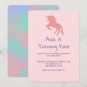 ユニコーンレインボーパステル誕生日招待状 招待状 (正面/裏面)