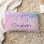 ユニコーンレインボーパーソナライズされたグリッター ランバークッション (ブランケット)