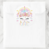 ユニコーンレインボーパーソナライズされたファースト誕生日 ラウンドシール (バッグ)