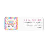 ユニコーンレインボーパーソナライズされた誕生日アドレス ラベル (正面)