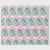 ユニコーンレインボーパーソナライズネーム&エイジガールズ ラッピングペーパー (フラット)