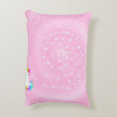 ユニコーンレインボーピンクカスタマイズかわいい アクセントクッション (裏面(縦))