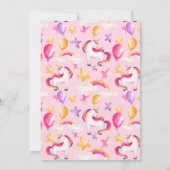 ユニコーンレインボーピンクマジカルワンバースデー 招待状 (裏面)