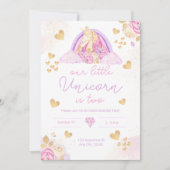 ユニコーンレインボーピンク誕生日招待状for Girls 招待状 (正面)
